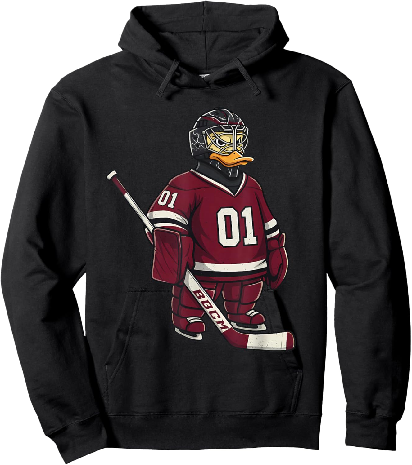 Duck Goalie Hockey Player Cartoon Animal Sports Hoodie - Hoodie | Black