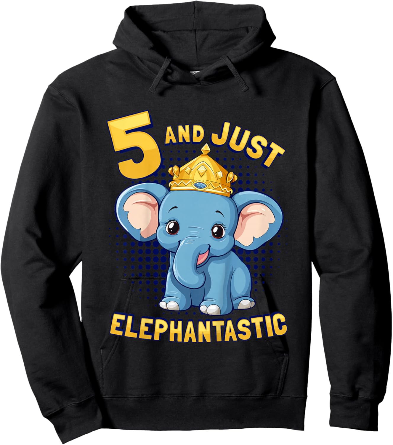 Kids Elephant 5th Birthday Child Age 5 Years Elephant Hoodie - Hoodie | Black