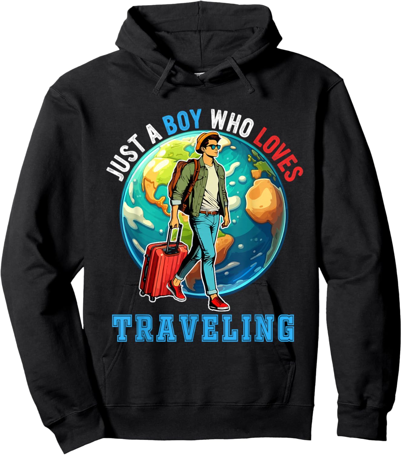 A Boy Loves Traveling Costume Men Matching Travel Lover Hoodie - Hoodie | Black