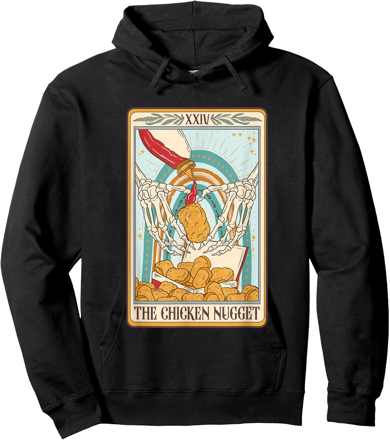 The Chicken Nugget Tarot Card Chicken Nugget Lover Mystical Hoodie - Hoodie | Black
