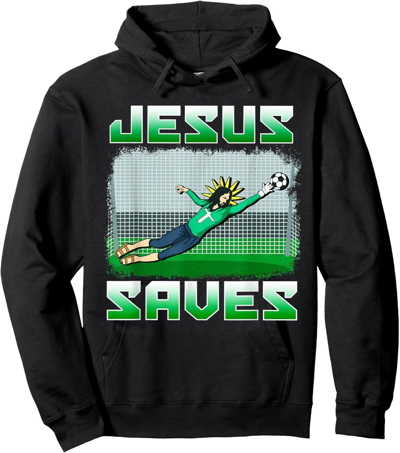 Funny Christian Soccer Jesus Saves Goalie Hoodie - Hoodie | Black