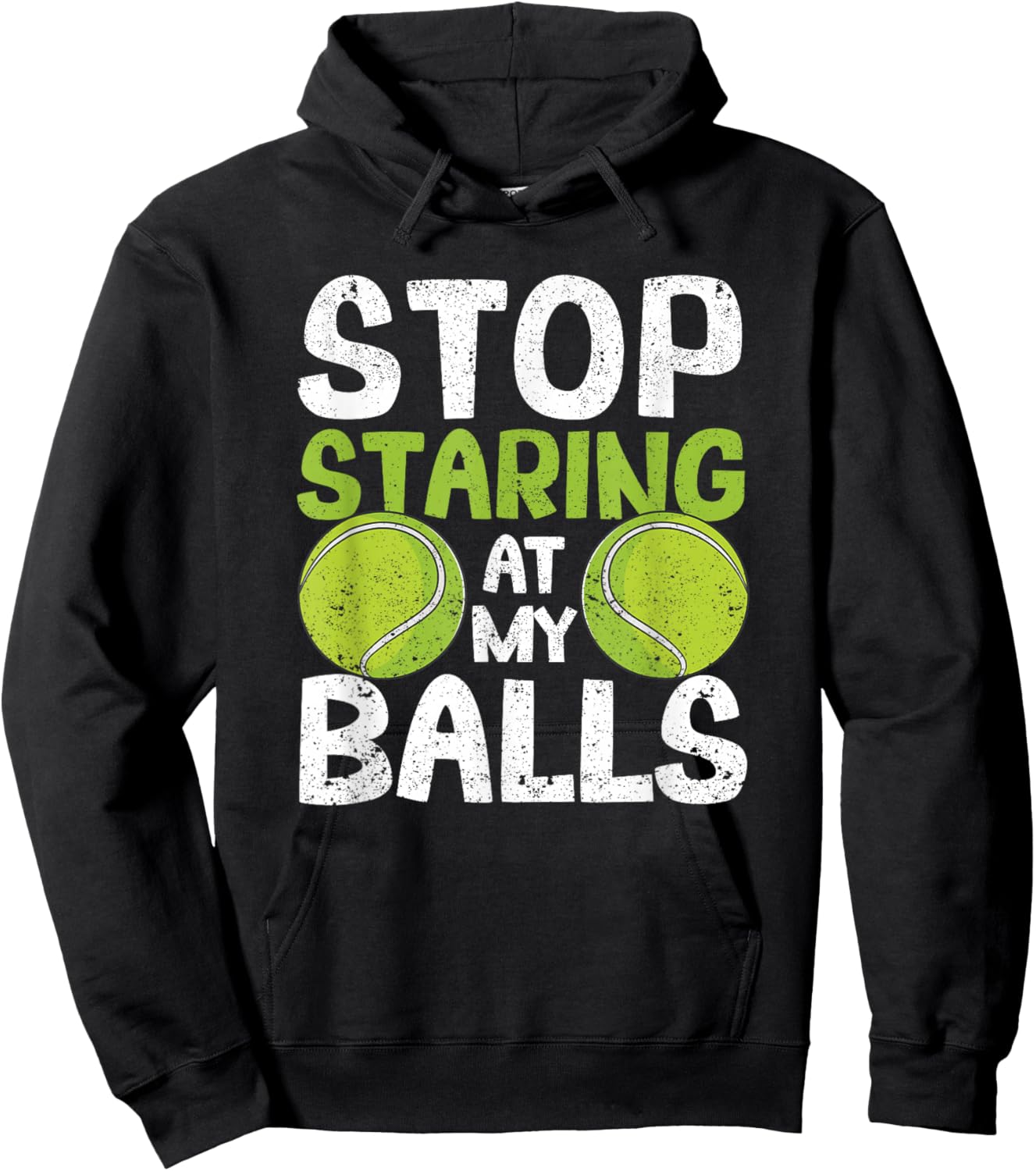 Stop Staring At My Balls Funny Tennis Player Coach Fan Gag Hoodie - Hoodie | Black