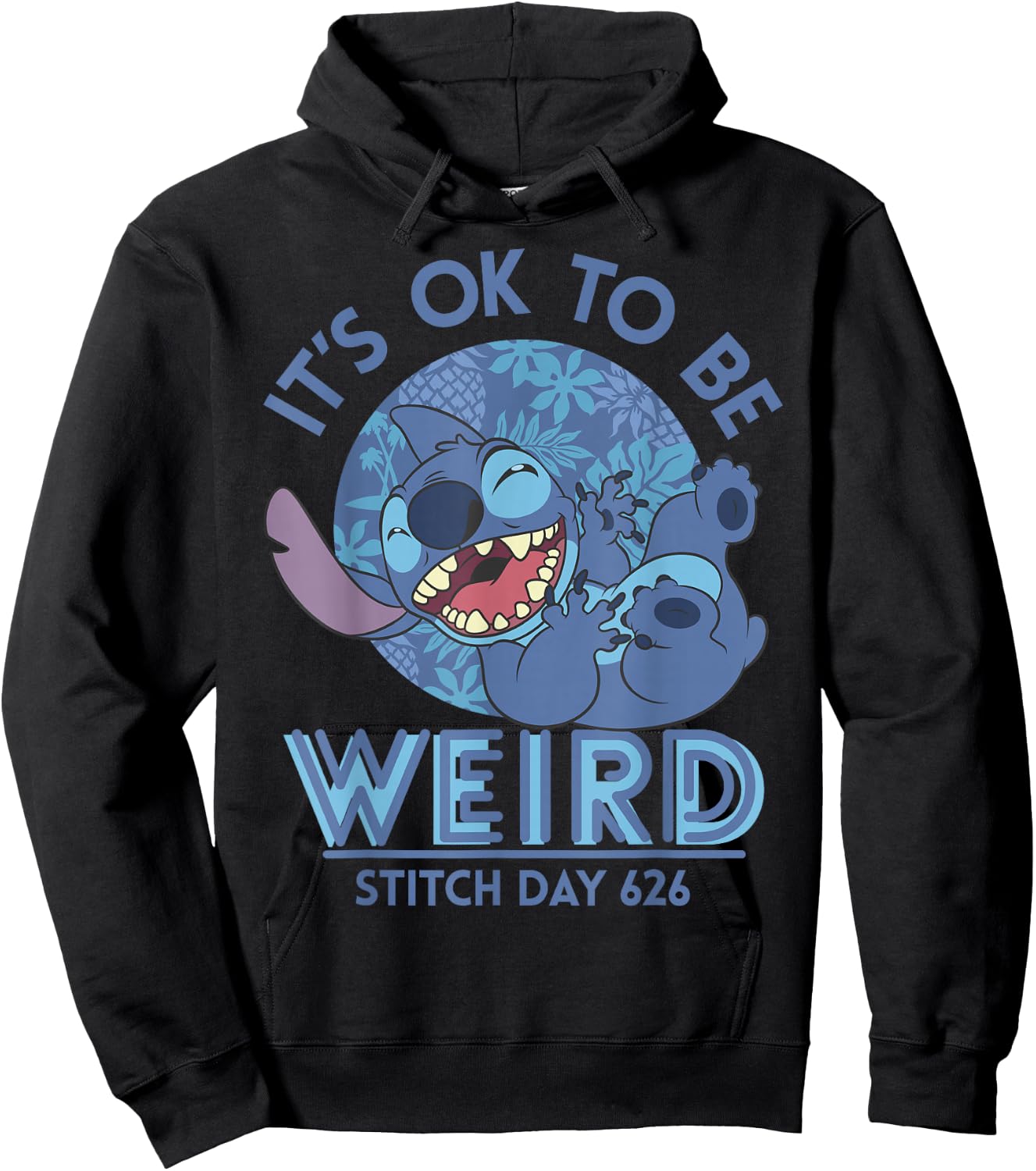 Disney Lilo & Stitch 626 Stitch Day It's OK To Be Weird Short Sleeve Hoodie - Hoodie | Black