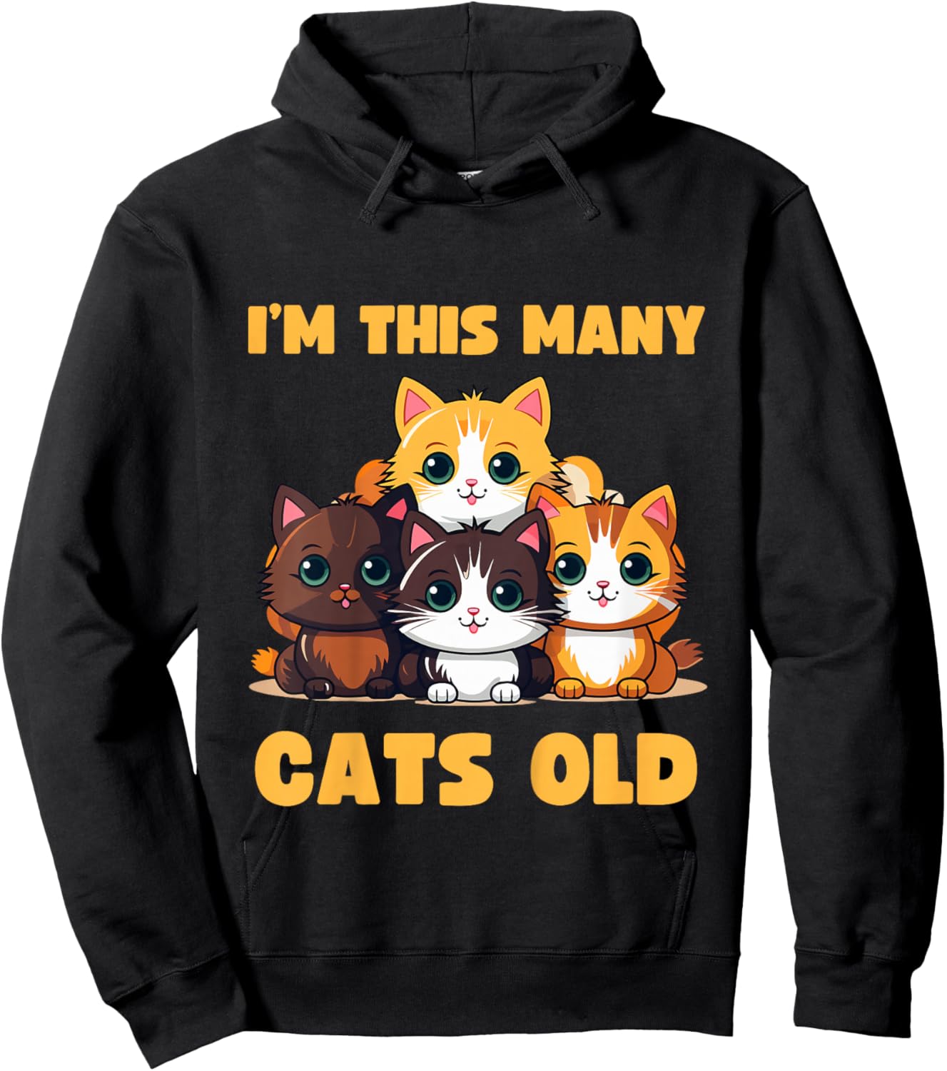 I'm This Many Cats Old - Funny 4th Birthday 4 Years Old Bday Hoodie - Hoodie | Black