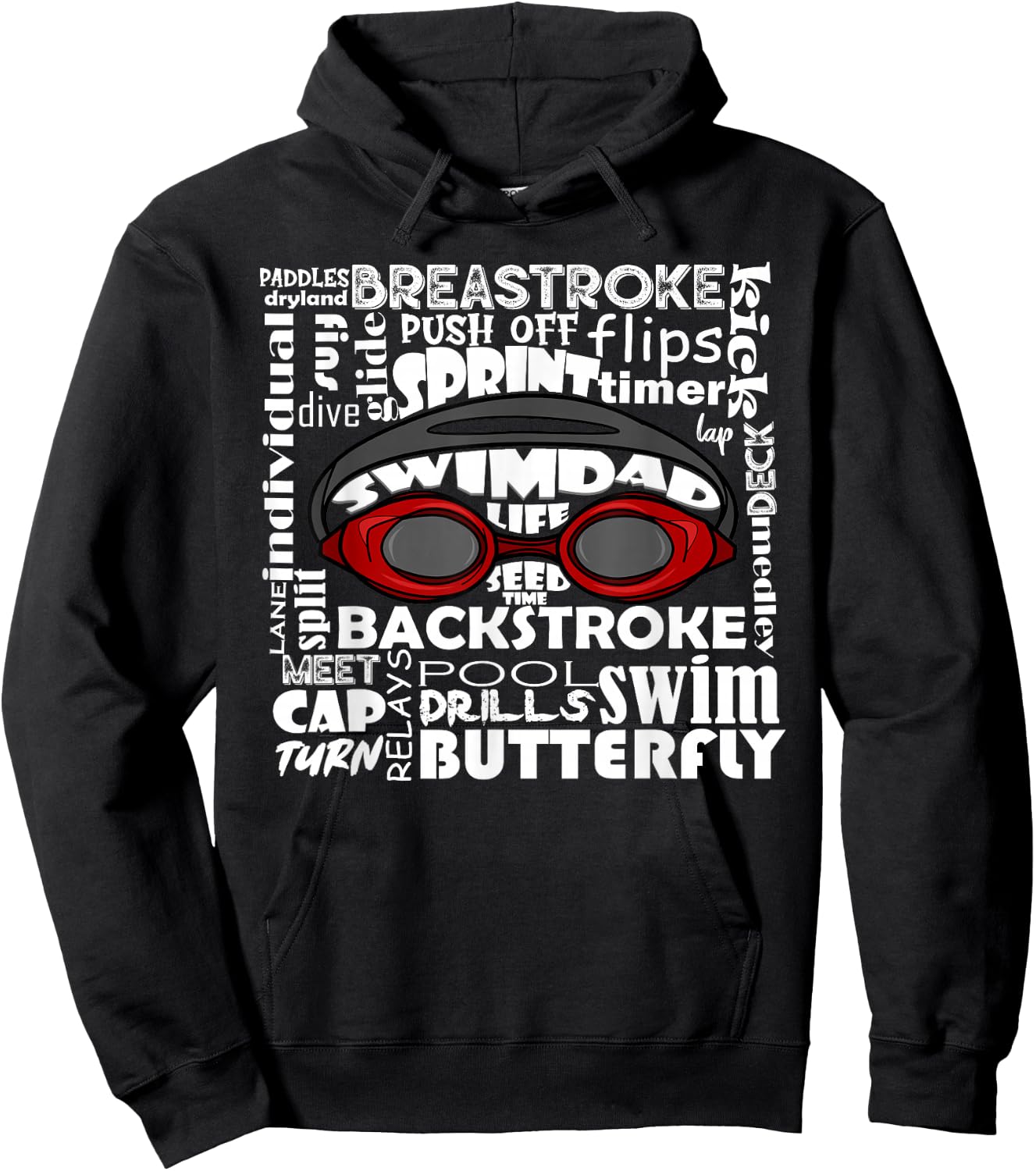 Swim Dad Swimmer Funny Swimming Sport Goggles Practice Hoodie - Hoodie | Black