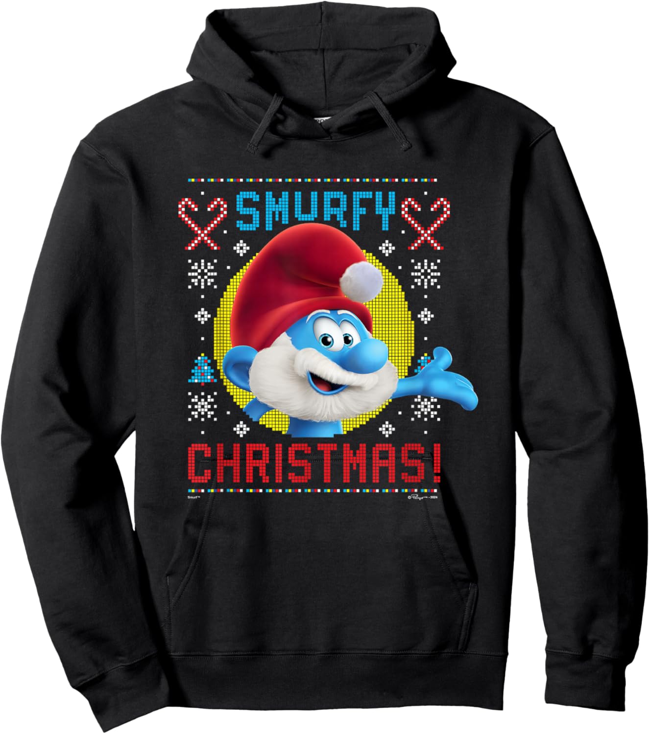 The Smurfs Papa Smurf Smurfy Christmas Ugly Sweater Logo Hoodie - Hoodie | Black