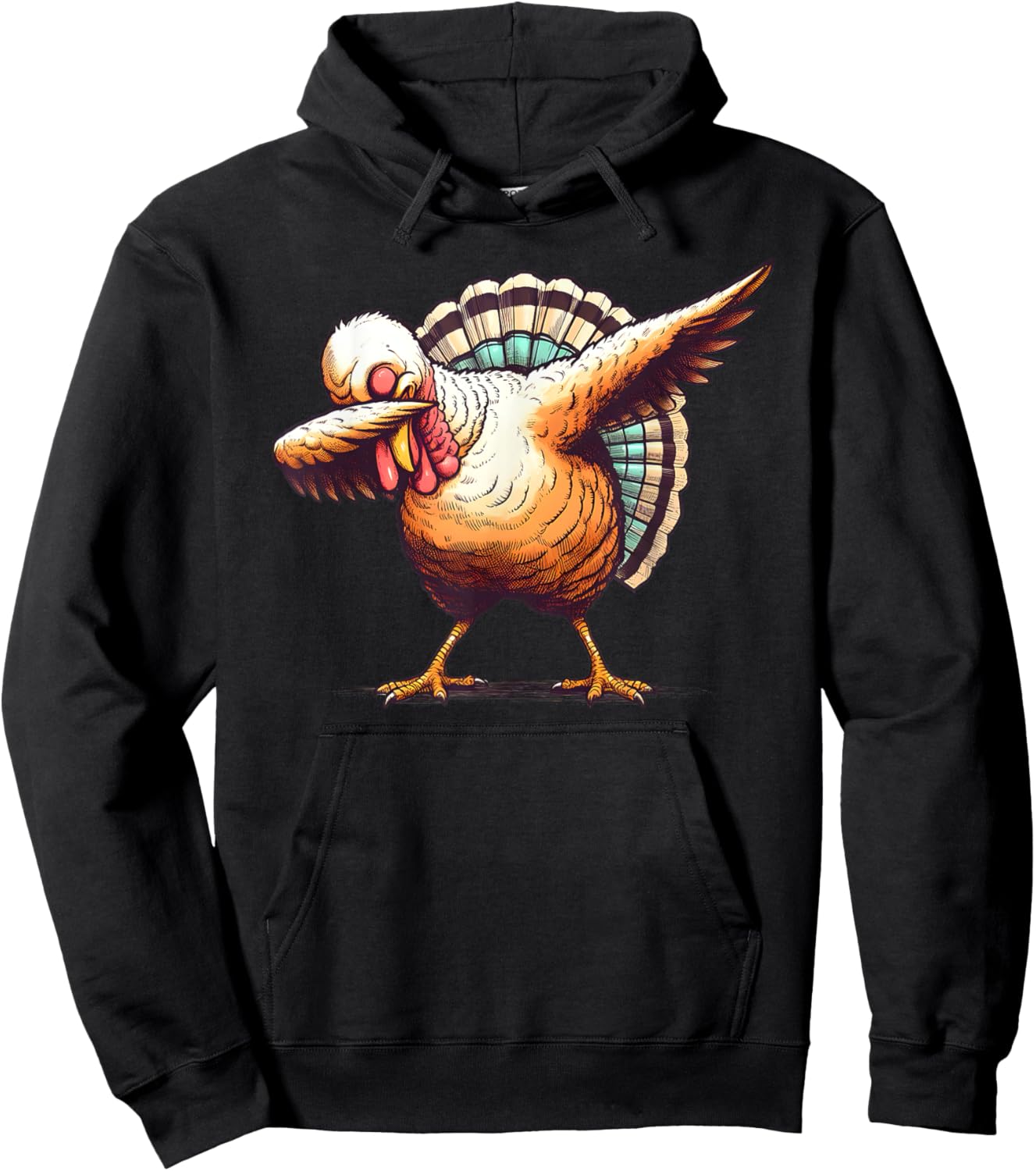 Funny Dabbing Turkey Thanksgiving Day Pilgrim Boys Girls Dab Hoodie - Hoodie | Black