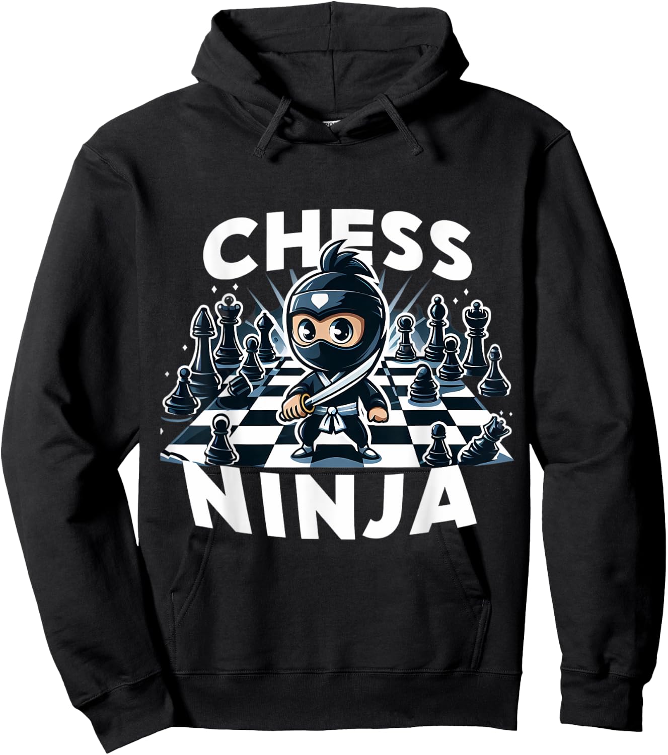 Chess Ninja Cartoon Kids Boys Girls Player Children's Youth Hoodie - Hoodie | Black