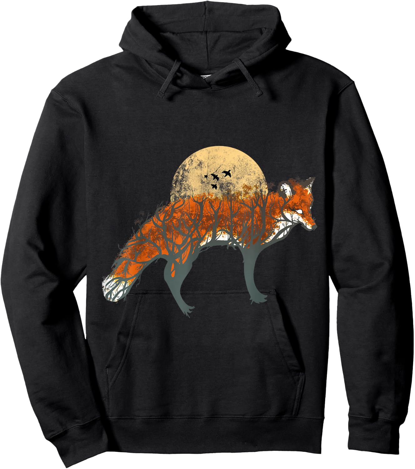 Fox Beautiful Animal Fall Tree Forest Vintage Fox Lover Hoodie - Hoodie | Black