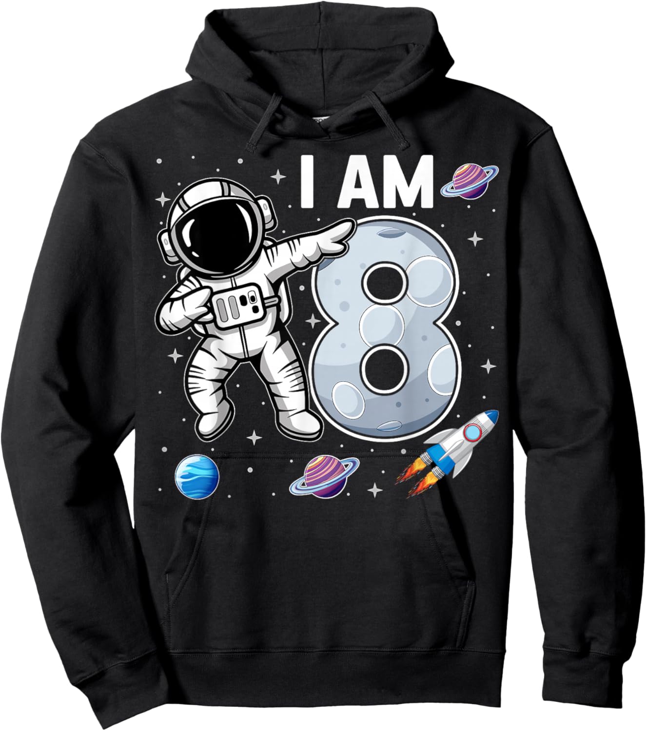 I'm 8 Dabbing Astronaut Space Kids 8th Birthday Party Hoodie - Hoodie | Black