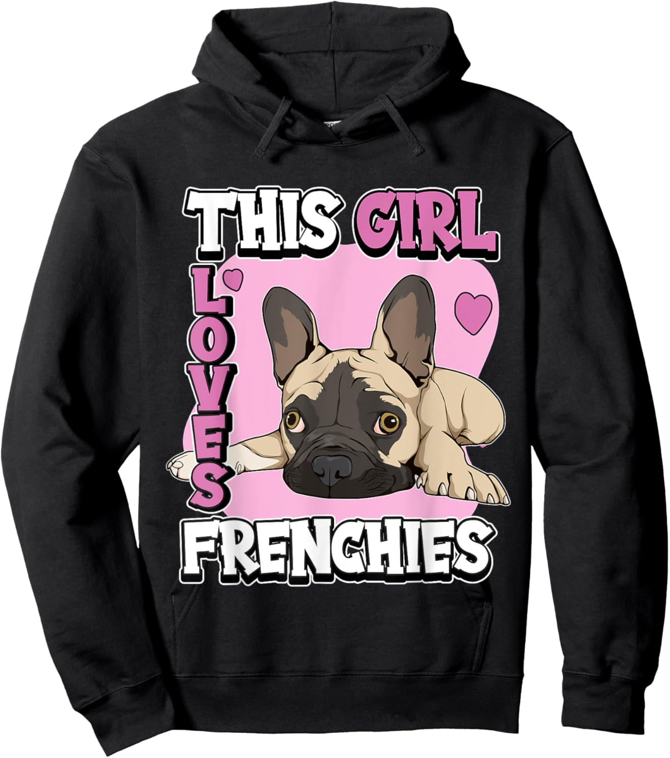 Kids Frenchie Quote This Girl Loves Frenchies French Bulldog Hoodie - Hoodie | Black