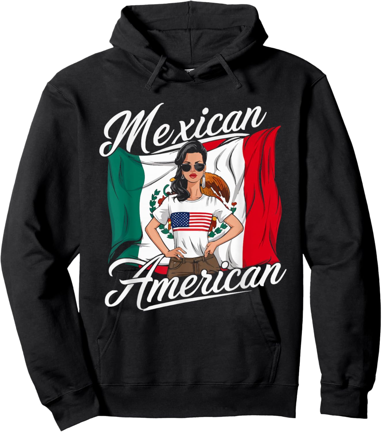 Half Mexican Half American USA Flag Mexico America Hoodie - Hoodie | Black