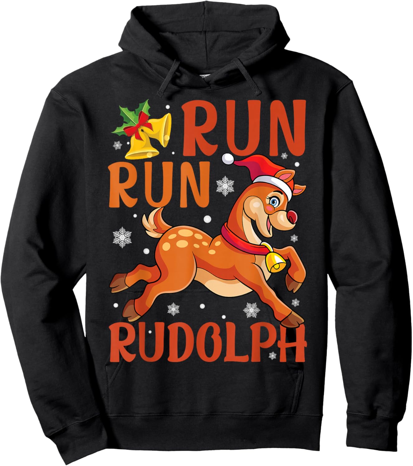 Run Run Rudolph Christmas 5K 10K Holiday Team Running Hoodie - Hoodie | Black