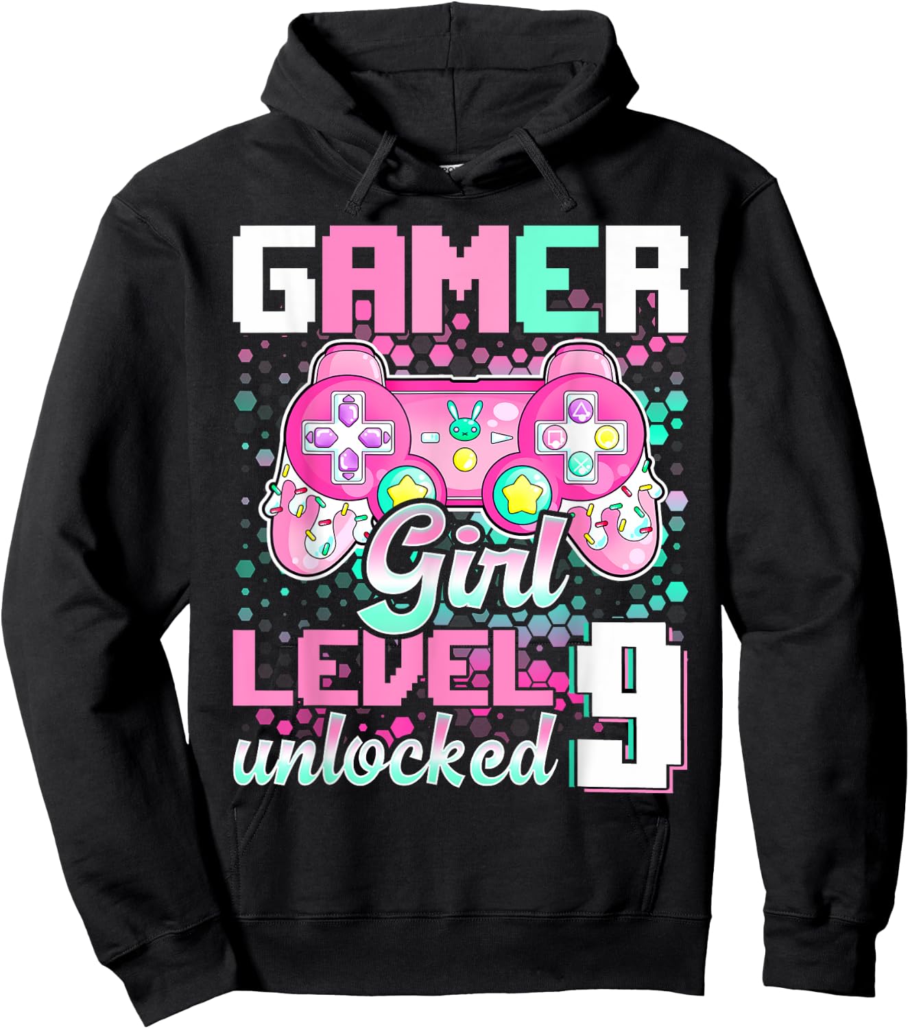 9th Birthday Gift Gamer Girl Level 9 Unlocked Video Game Hoodie - Hoodie | Black