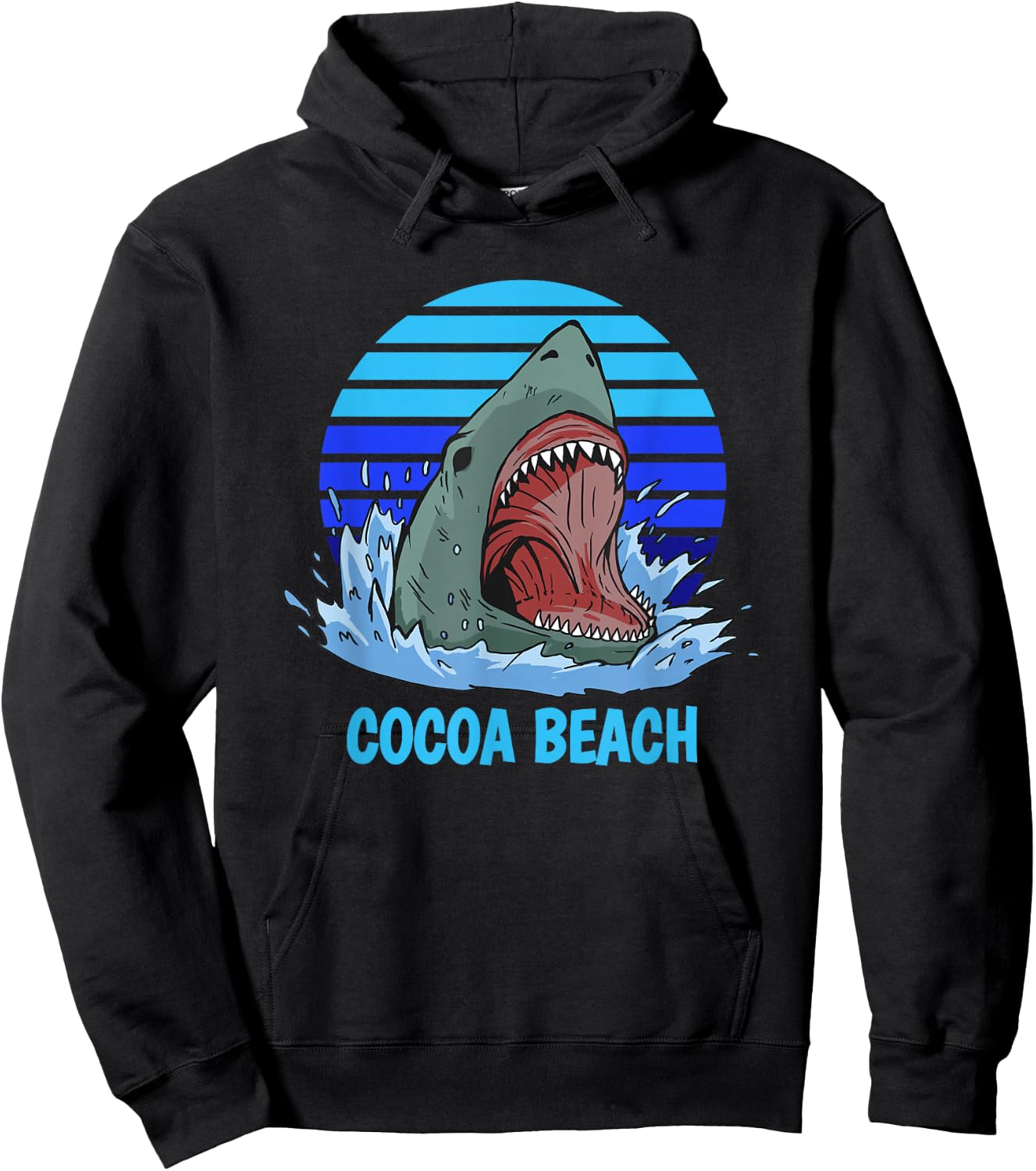 Cocoa Beach Vacation Shark Theme Hoodie - Hoodie | Black
