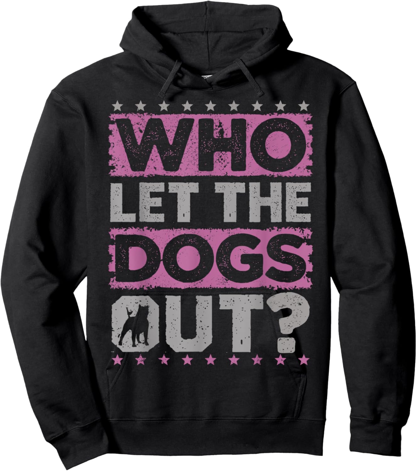 Funny Dog & Dog Toys Supplies Dog Owner 'Who Let The Dogs Out?' - Black, Small, , Short Sleeve, Regular Fit, Cotton & Polyester Blend Hoodie - Hoodie | Black
