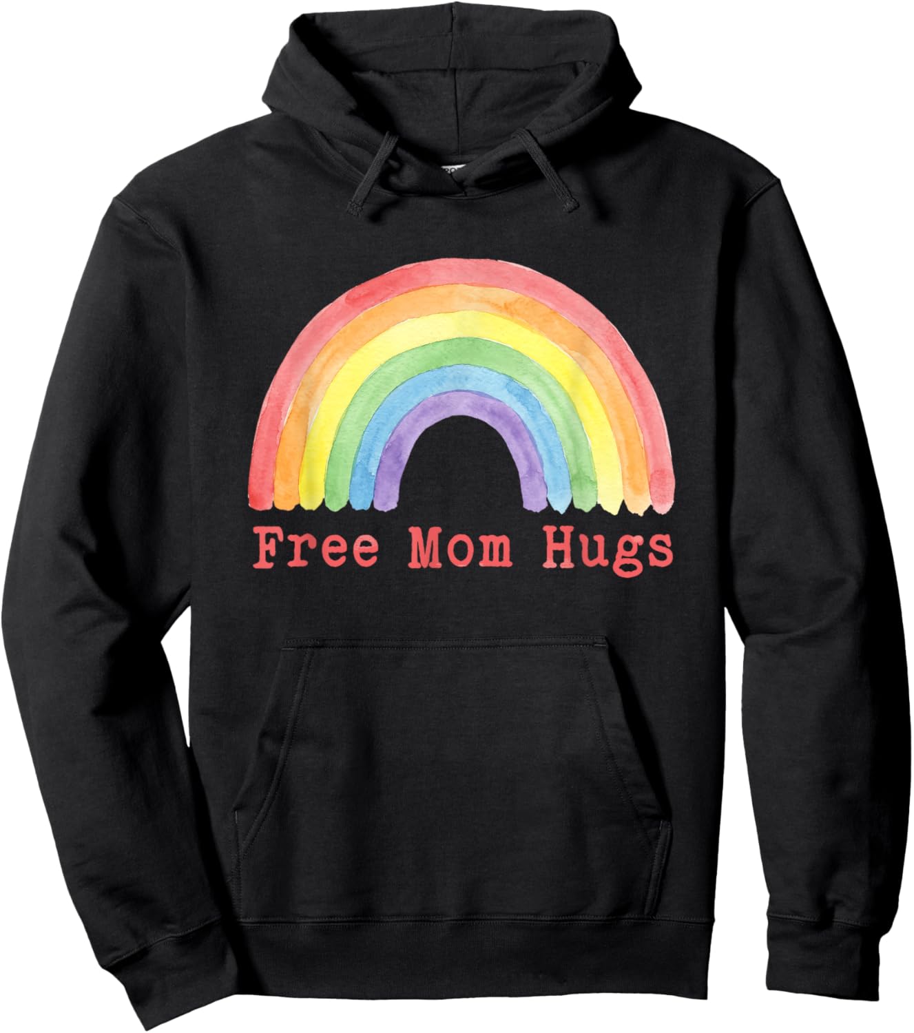 Free Mom Hugs Pride Month Rainbow Gay Lesbian LGBTQ Ally Mom Hoodie - Hoodie | Black