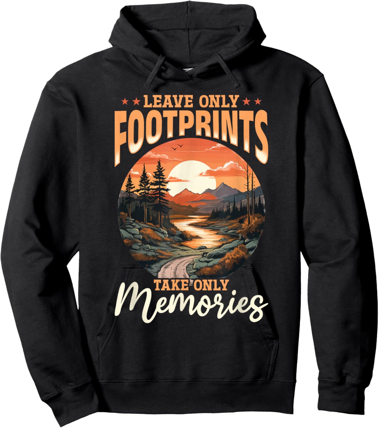 Hiking Outdoors Hike Mountains - Leave only Footprints Hoodie - Hoodie | Black