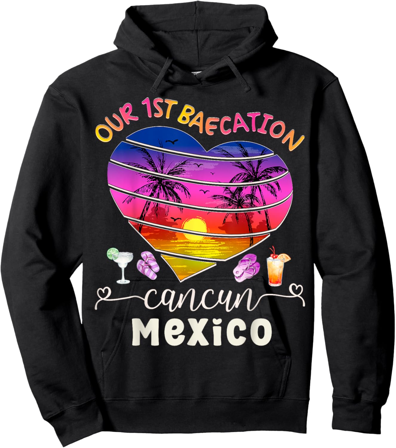 Our 1st Baecation Summer Vacation Cancun Mexico Couples Trip Hoodie - Hoodie | Black
