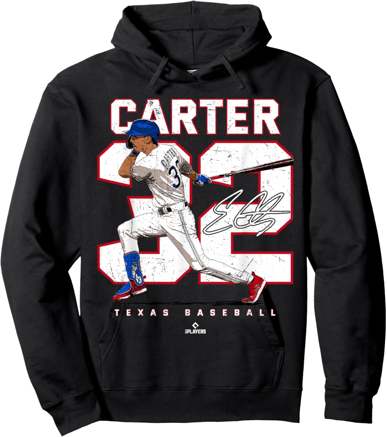Number and Portrait Evan Carter Texas MLBPA Hoodie - Hoodie | Black