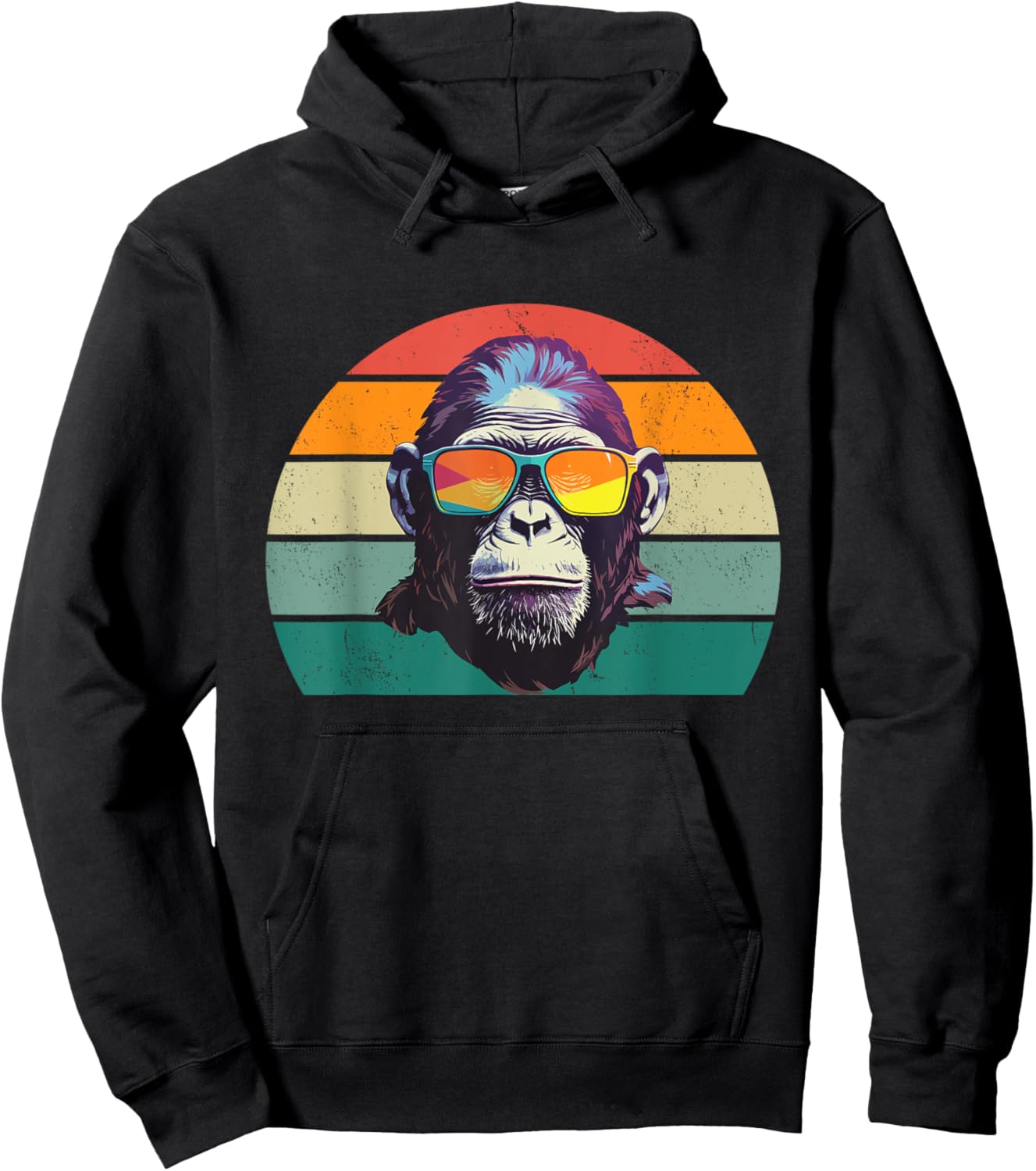 Funny Monkey In Sunglasses - Retro Cool Monkey Lover Hoodie - Hoodie | Black