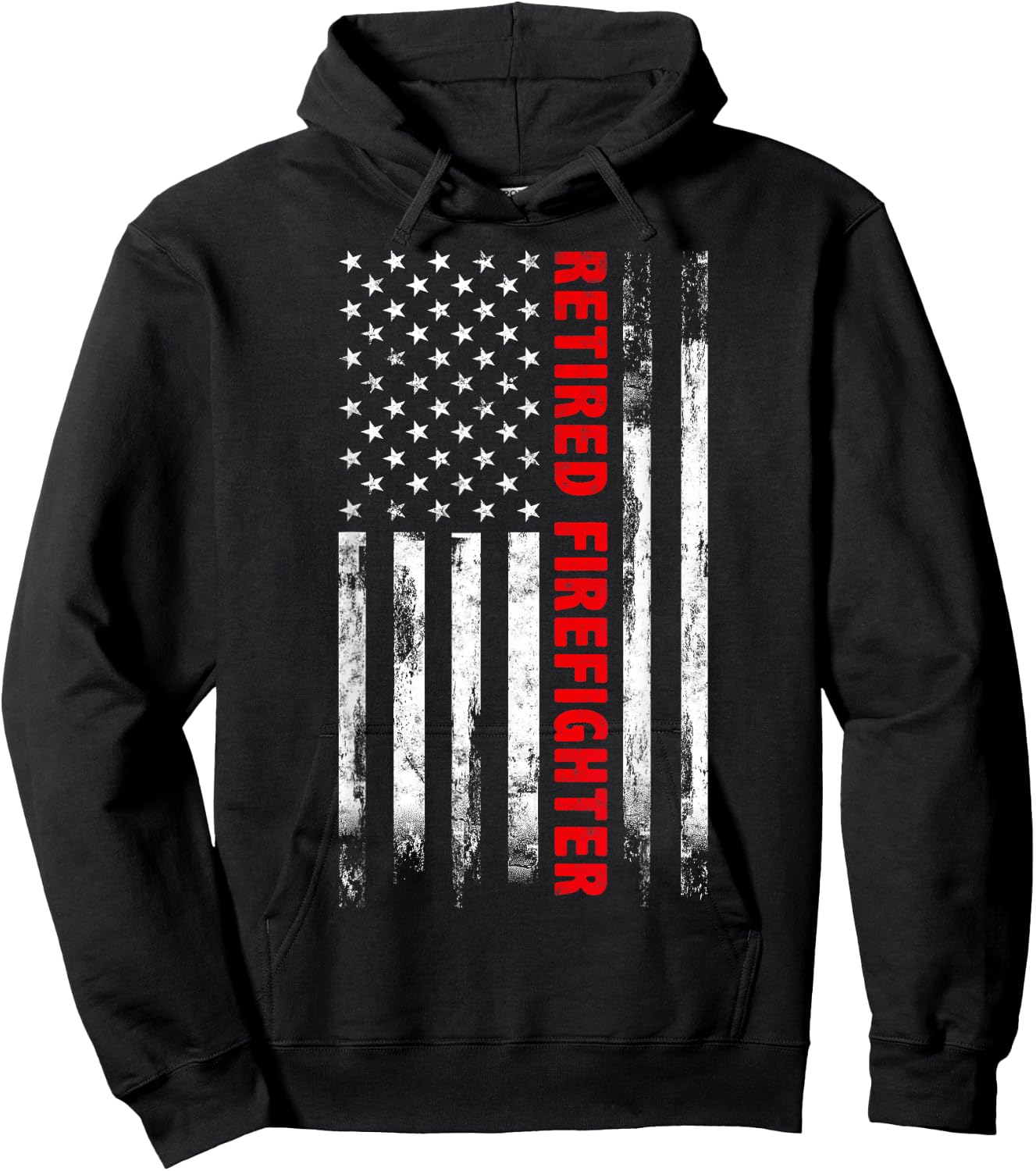 Retired Firefighter Thin Red line American flag Gift Fireman Hoodie - Hoodie | Black