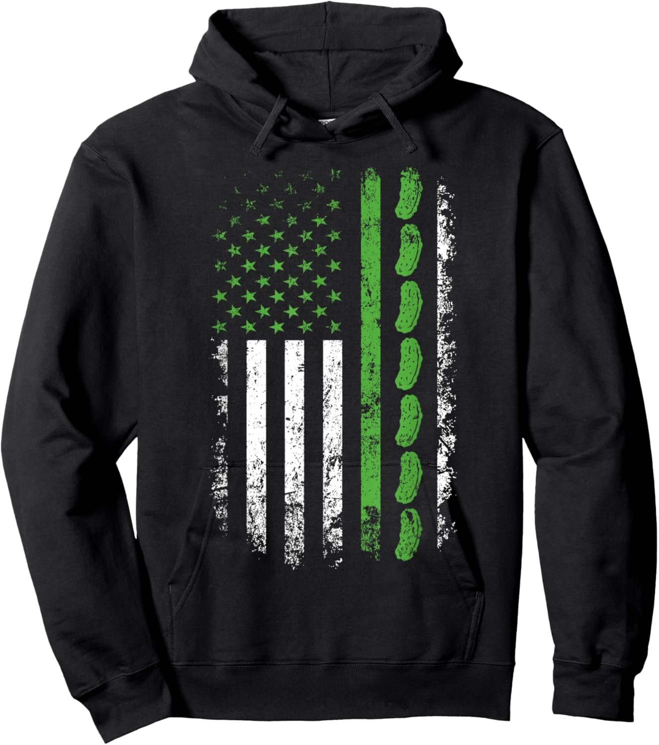 Pickle Cucumber US American Flag for Pickle Lovers Men Women Hoodie - Hoodie | Black
