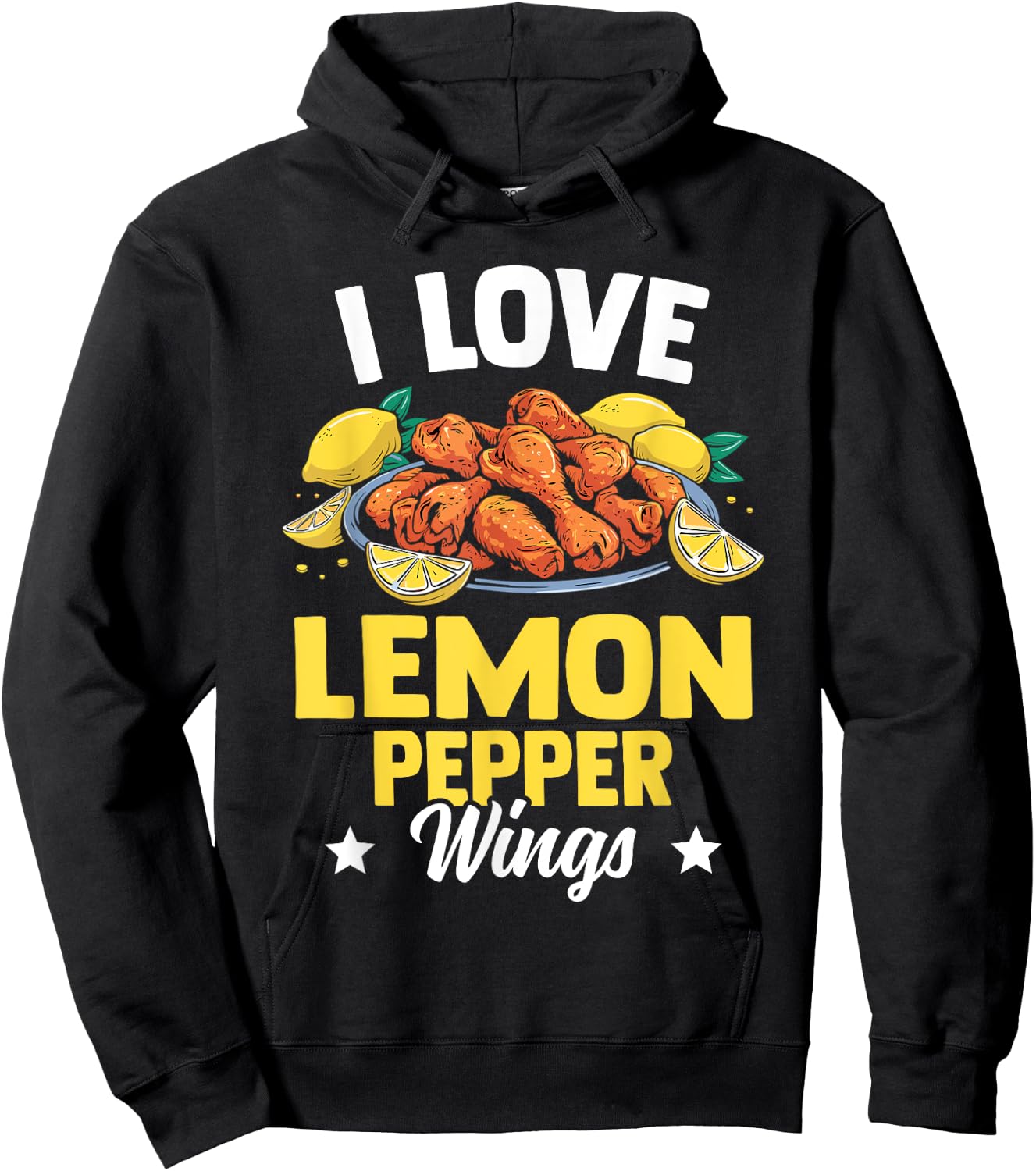 I Love Lemon Pepper Wings - Chicken Wings Novelty Gear Hoodie - Hoodie | Black