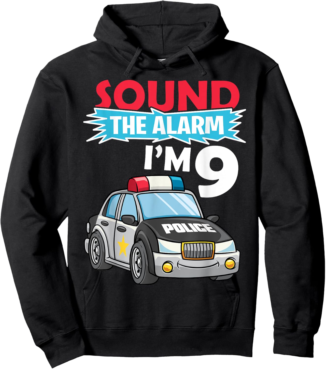 Birthday Boy Shirt 9 Years Old Kids Police Car Policeman Cop Hoodie - Hoodie | Black