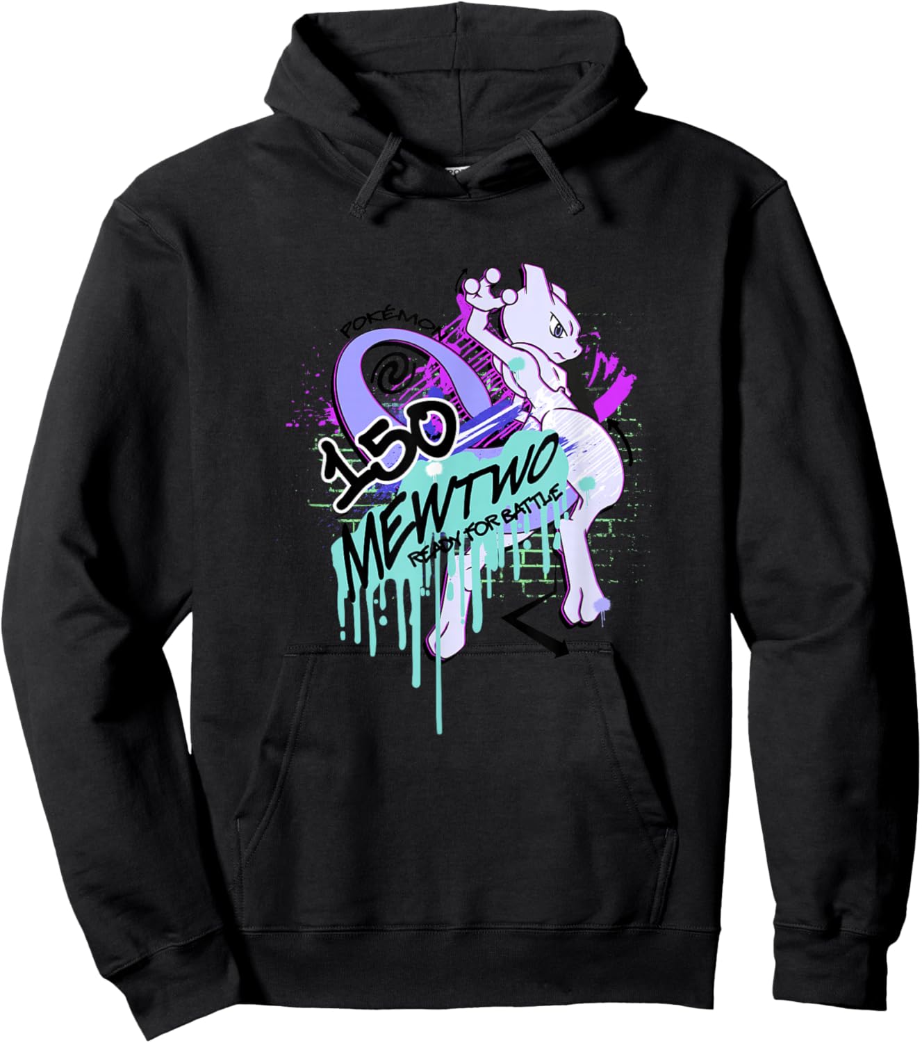 Pokémon Mewtwo Retro Graffiti #150 Ready for Battle Hoodie - Hoodie | Black