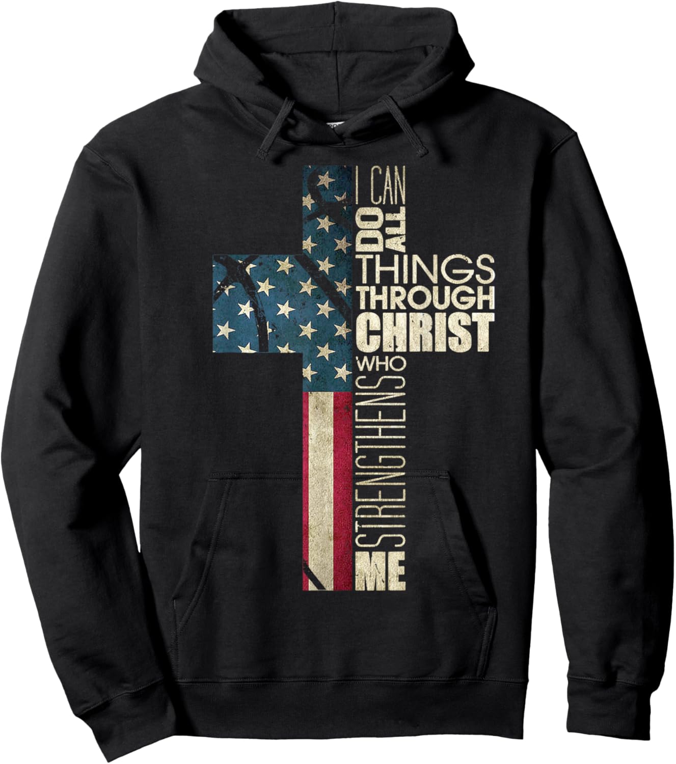 Christian Bible Verse Philippians 4 13 Basketball Cross Flag Hoodie - Hoodie | Black