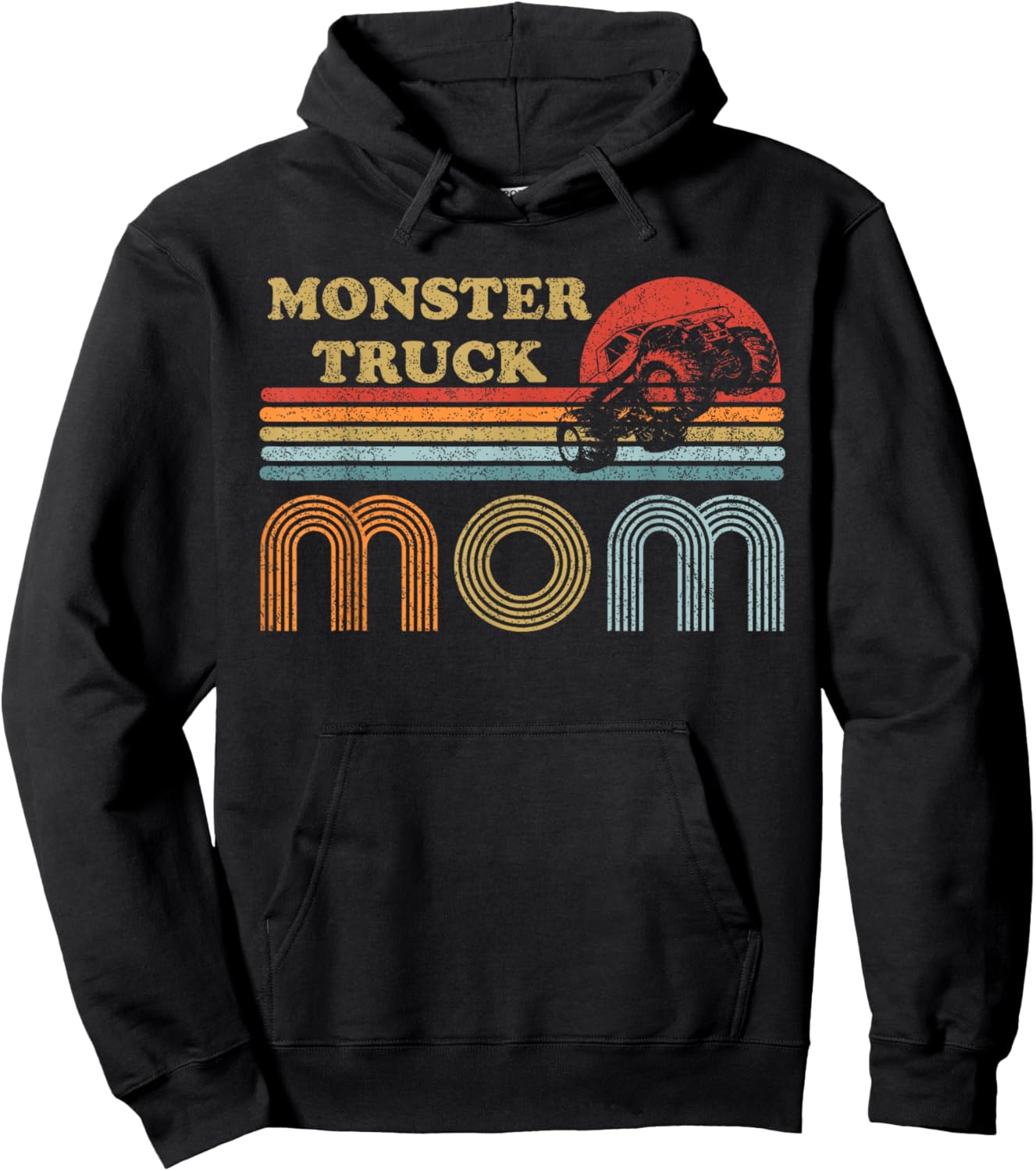 Monster Truck Mom Shirt Vintage Sunset Retro Horizon Lines Hoodie - Hoodie | Black