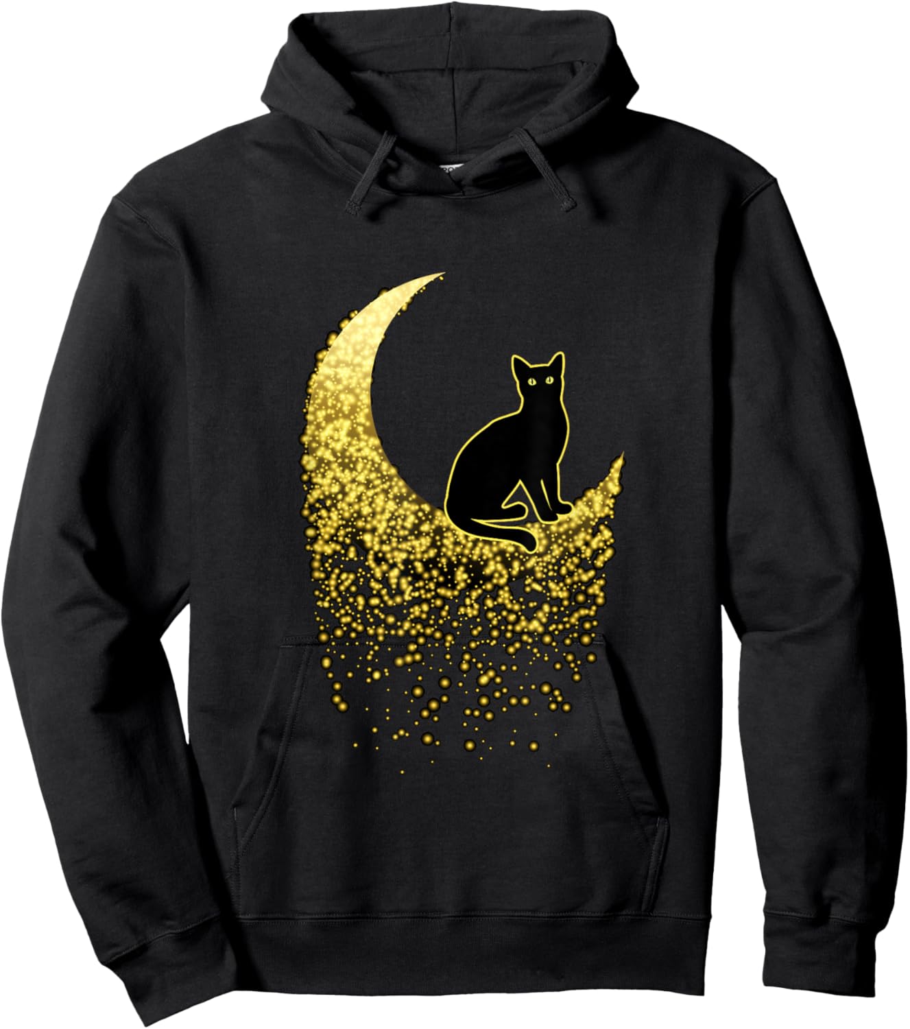 Cat on the Gold Moon - for Cat Lovers Hoodie - Hoodie | Black
