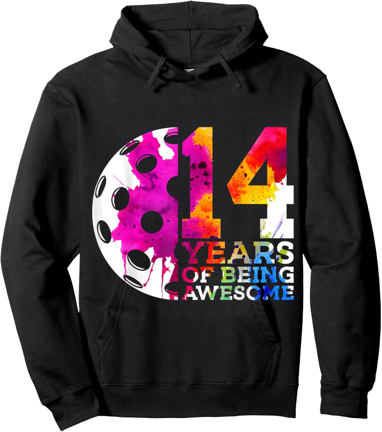 14 Years of Being Awesome Pickleball 14th Birthday Hoodie - Hoodie | Black