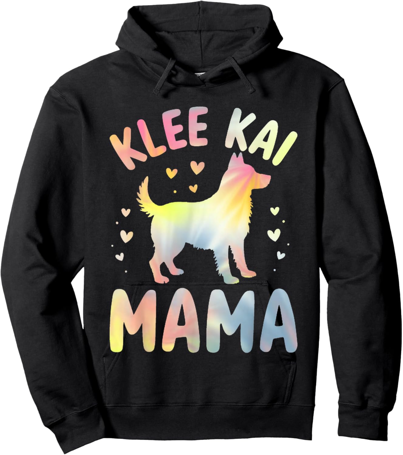 That says Klee Kai Mama - Dog Lover Pastel Design Hoodie - Hoodie | Black