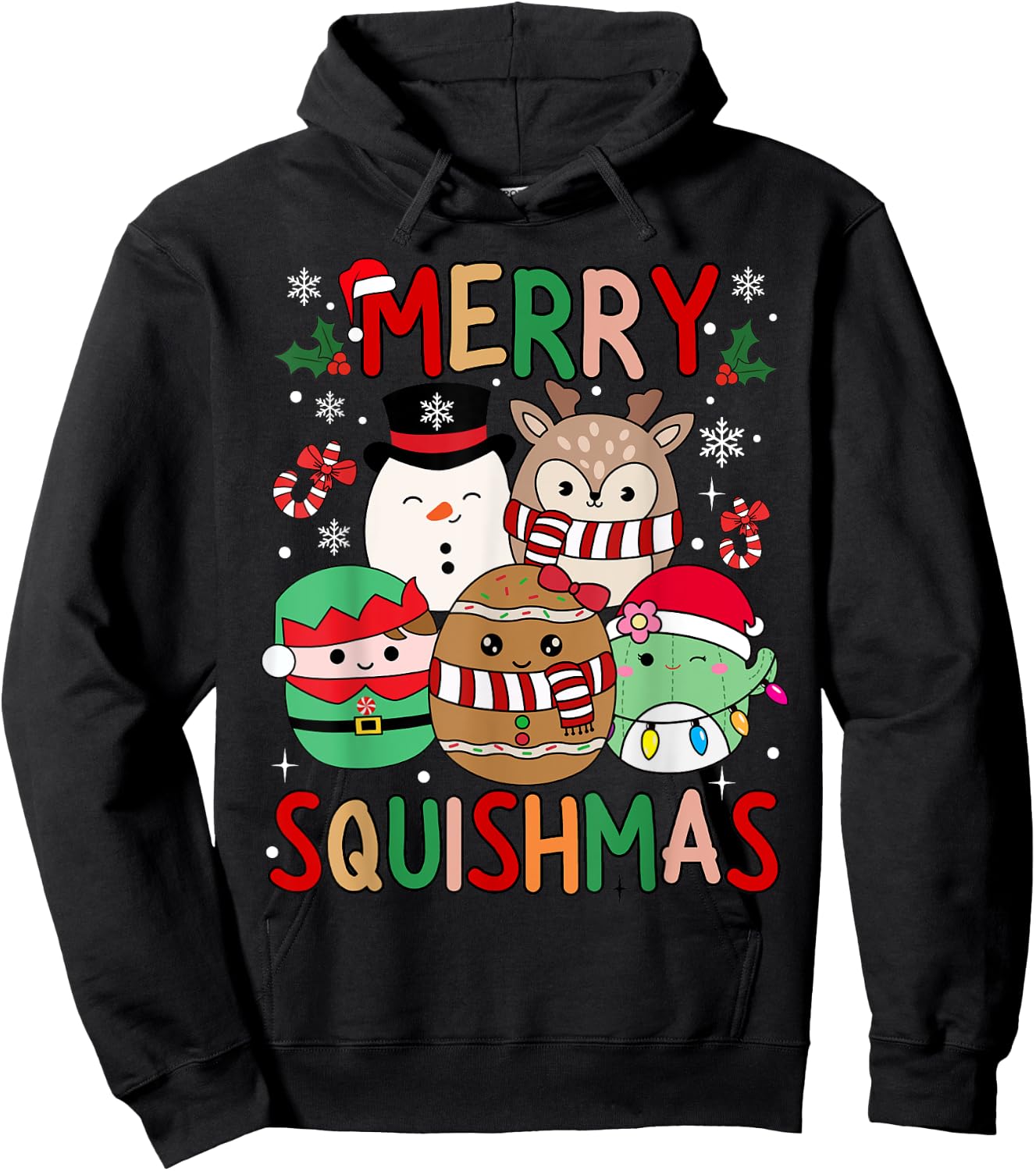 Squish Squad Merry Christmas Great Gifts Cute for Kids Woman Hoodie - Hoodie | Black