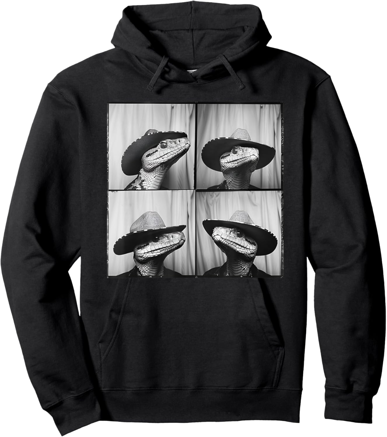 Snake Wearing Cowboy Hat Funny Animal Photobooth Snake Lover Hoodie - Hoodie | Black