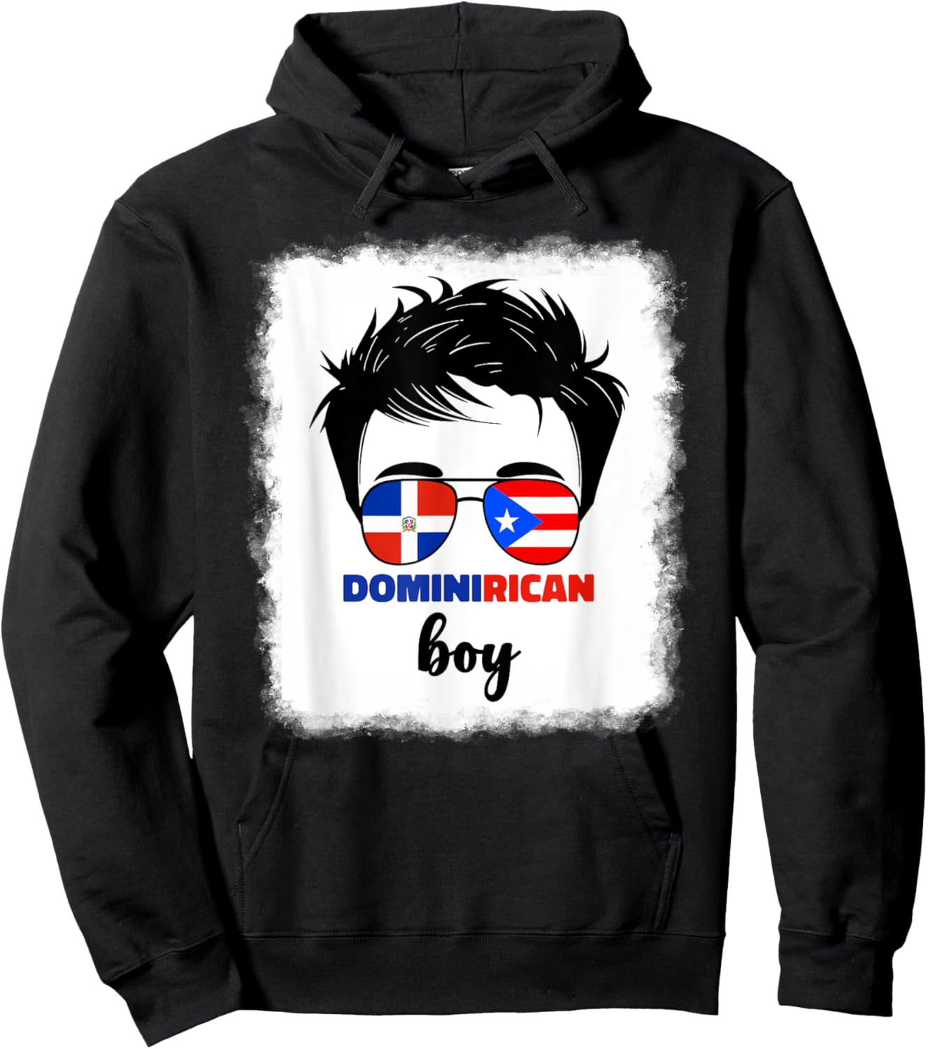 DominiRican Boy Kids Dominican And Puerto Rican Rico Flag Hoodie - Hoodie | Black