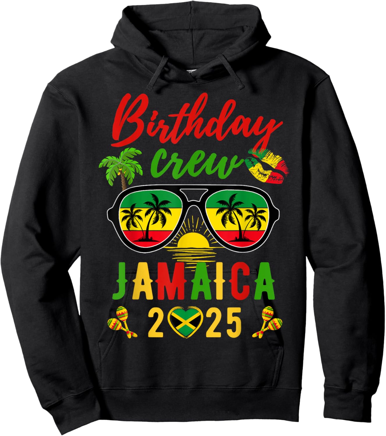 Birthday Queen King Jamaica Girls Trip 2025 Women Matching Hoodie - Hoodie | Black