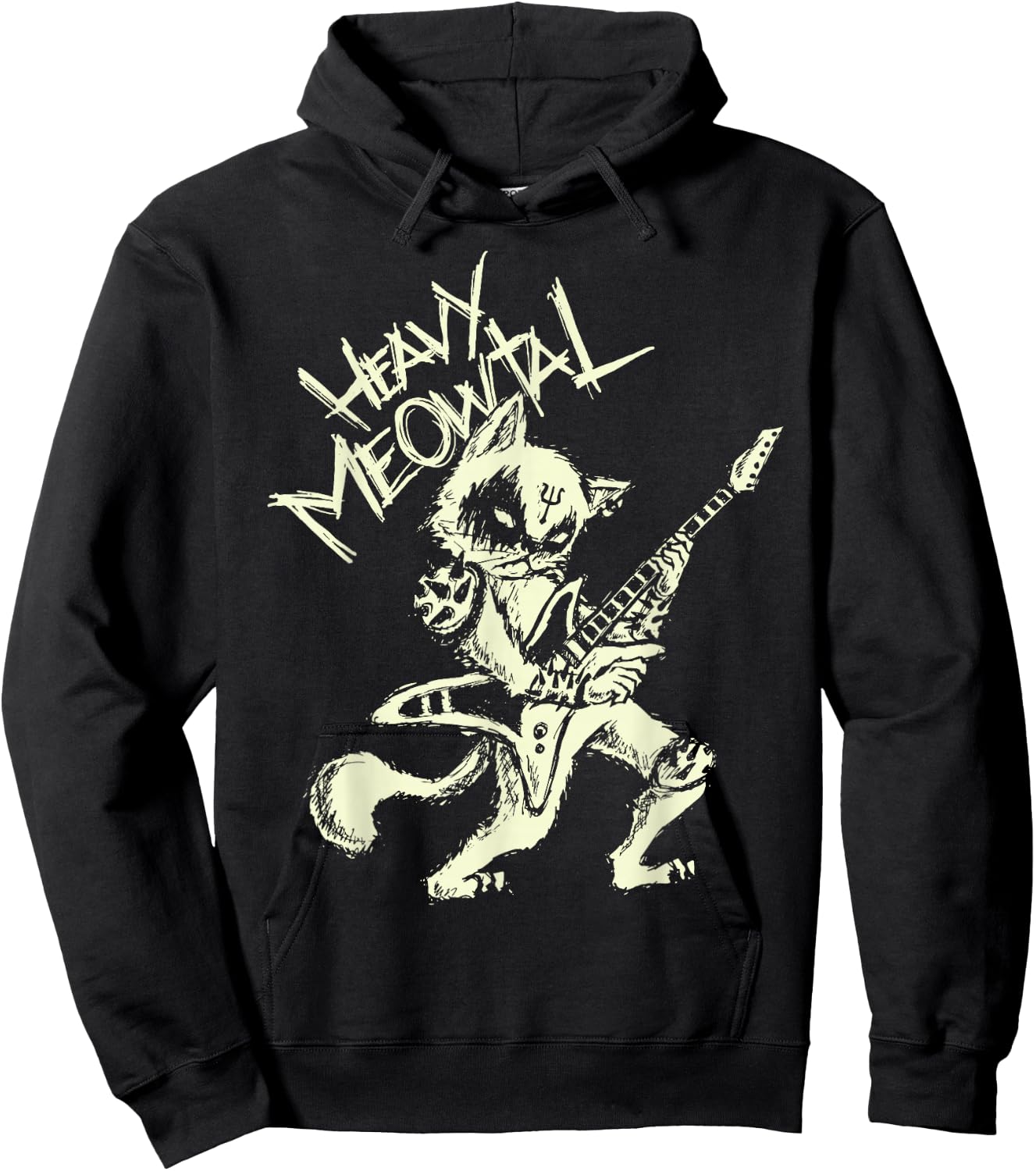Heavy Metal Cats Gift Clothing Guitar Playing Cat Gothic Hoodie - Hoodie | Black