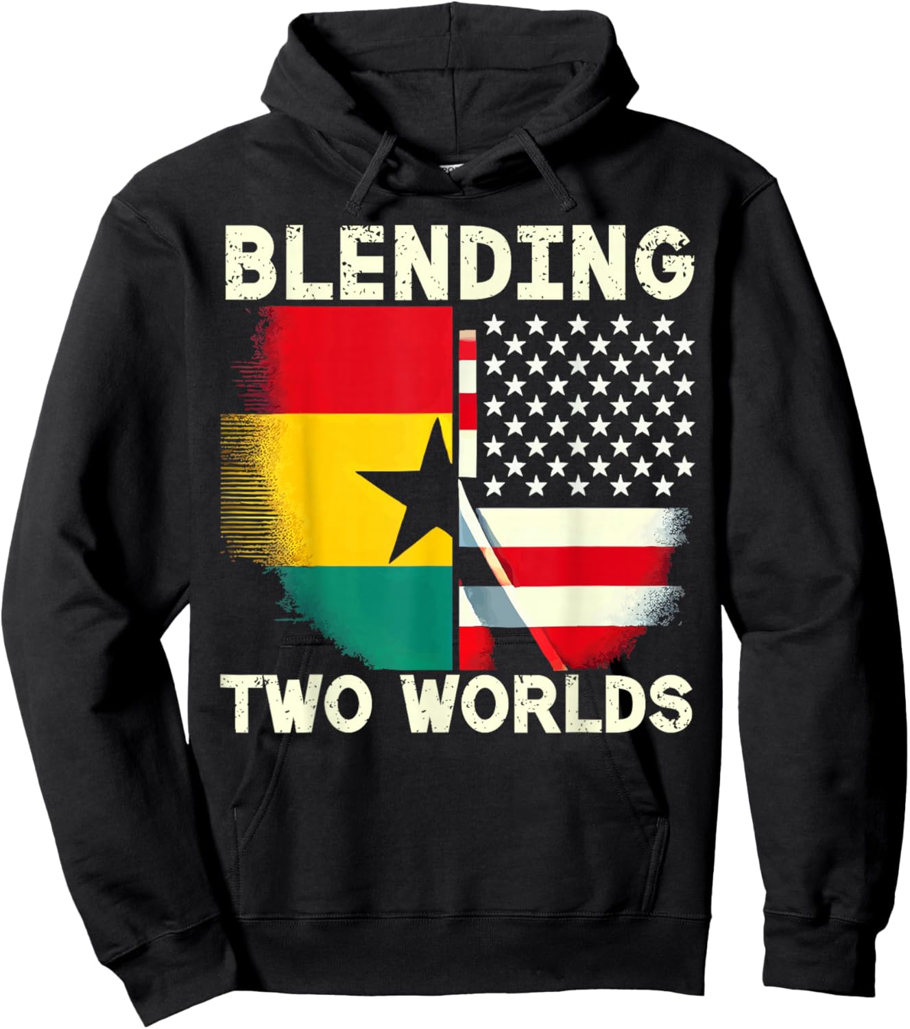 Half Ghanaian Half American USA Flag Ghana America Hoodie - Hoodie | Black