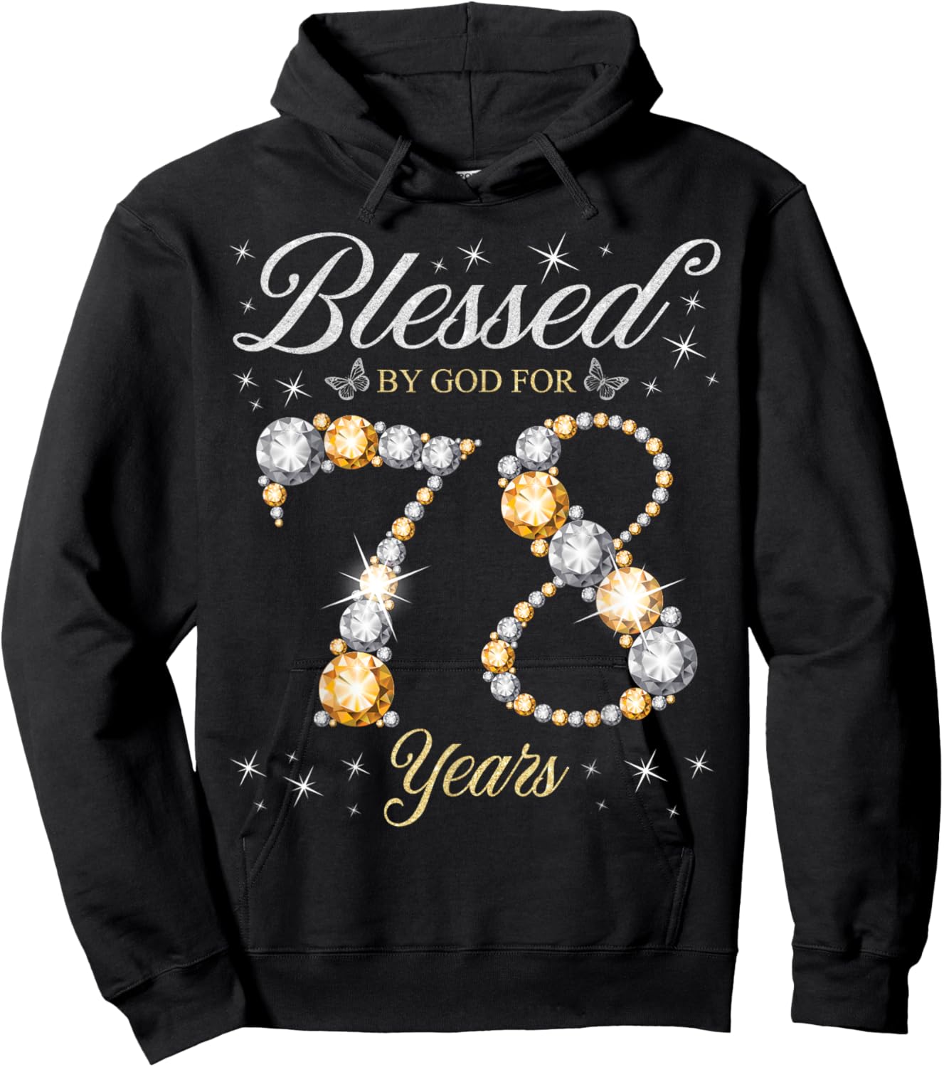 Blessed By God For 78 Years Old 78th Birthday Party Hoodie - Hoodie | Black