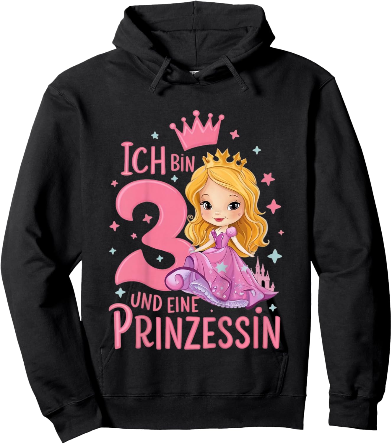 Kinder 3. Geburtstag 3 Jahre Mädchen Ich Bin 3 Und Eine Prinzessin Hoodie - Hoodie | Black