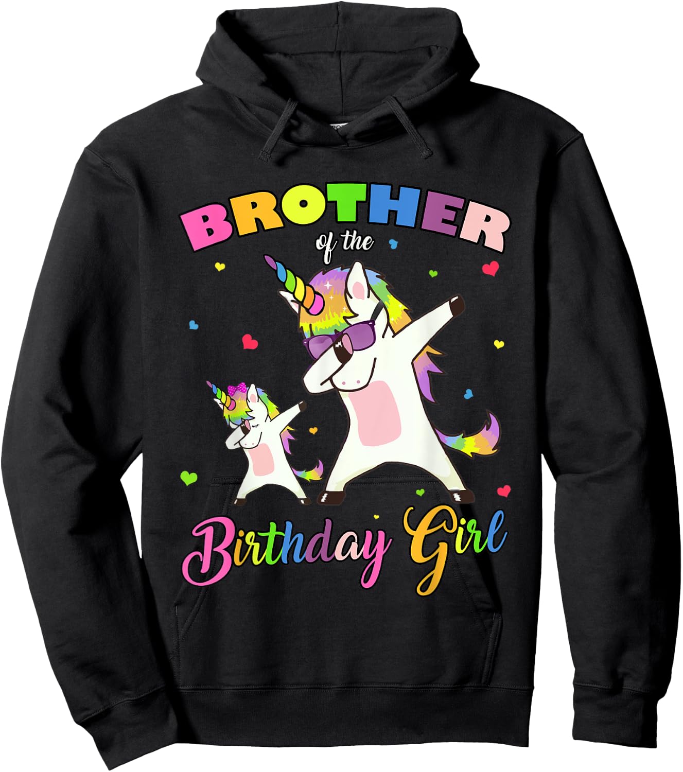 Brother of the Birthday Girl Unicorn Birthday Princess Dab Hoodie - Hoodie | Black