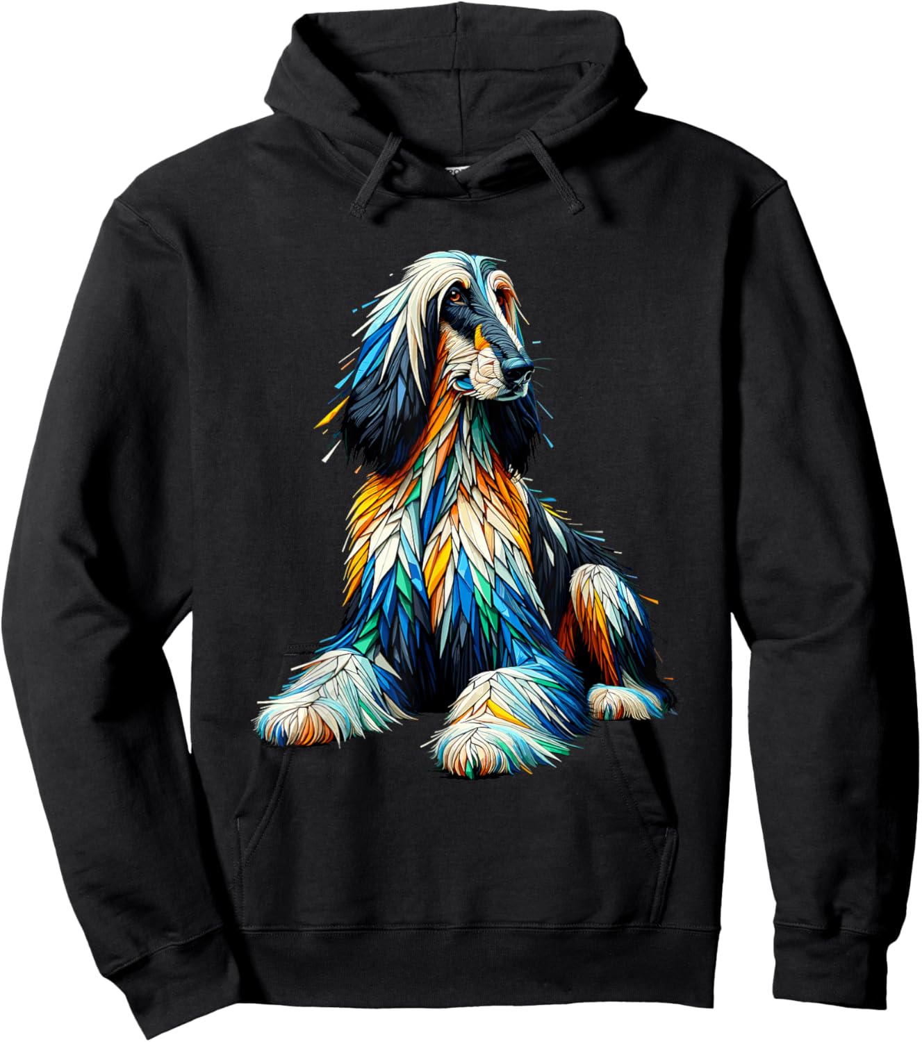 Afghan Hound Dog Gifts Afghan Greyhound Polygon Art Afghan Hound Dog Hoodie - Hoodie | Black