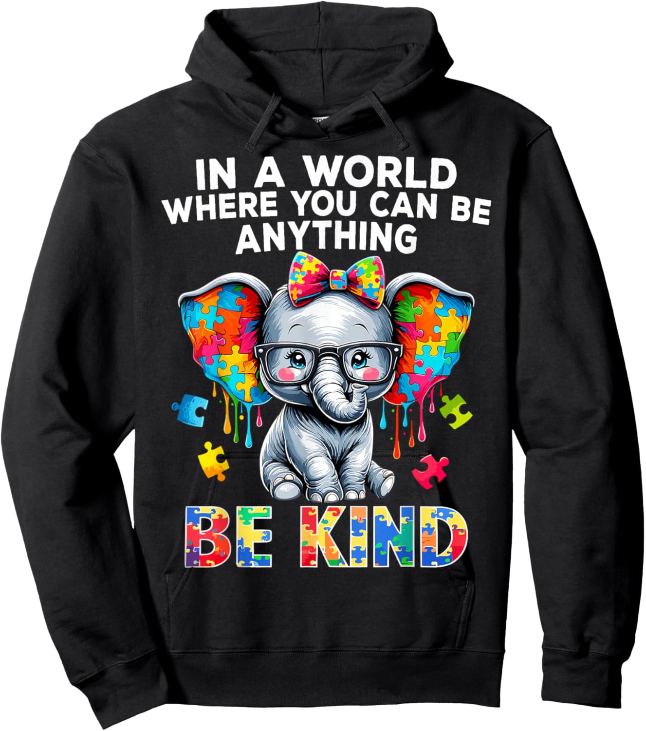 Autism Awareness Elephant Puzzle Autism Hoodie - Hoodie | Black