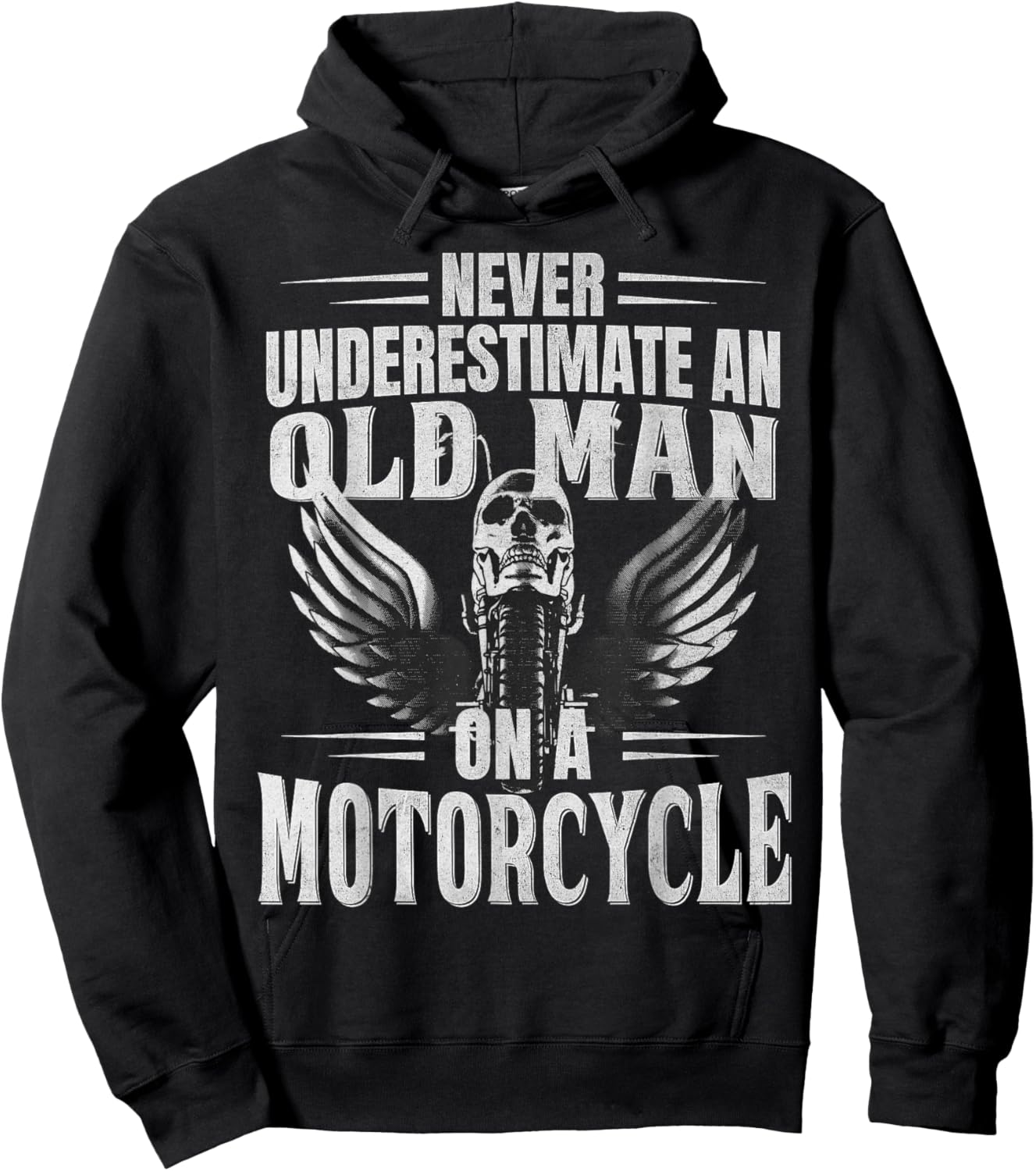 Funny Biker Never Underestimate An Old Man on a Motorcycle Hoodie - Hoodie | Black