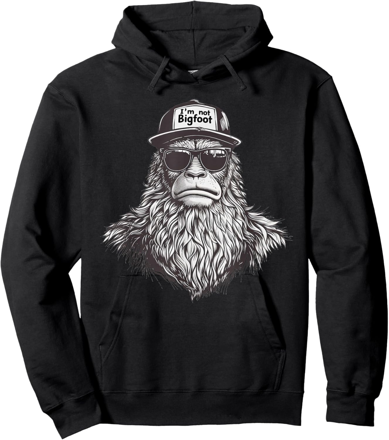 Bigfoot In Disguise Sunglasses Trucker Hat I'm Not Sasquatch , Small, Black Hoodie - Hoodie | Black