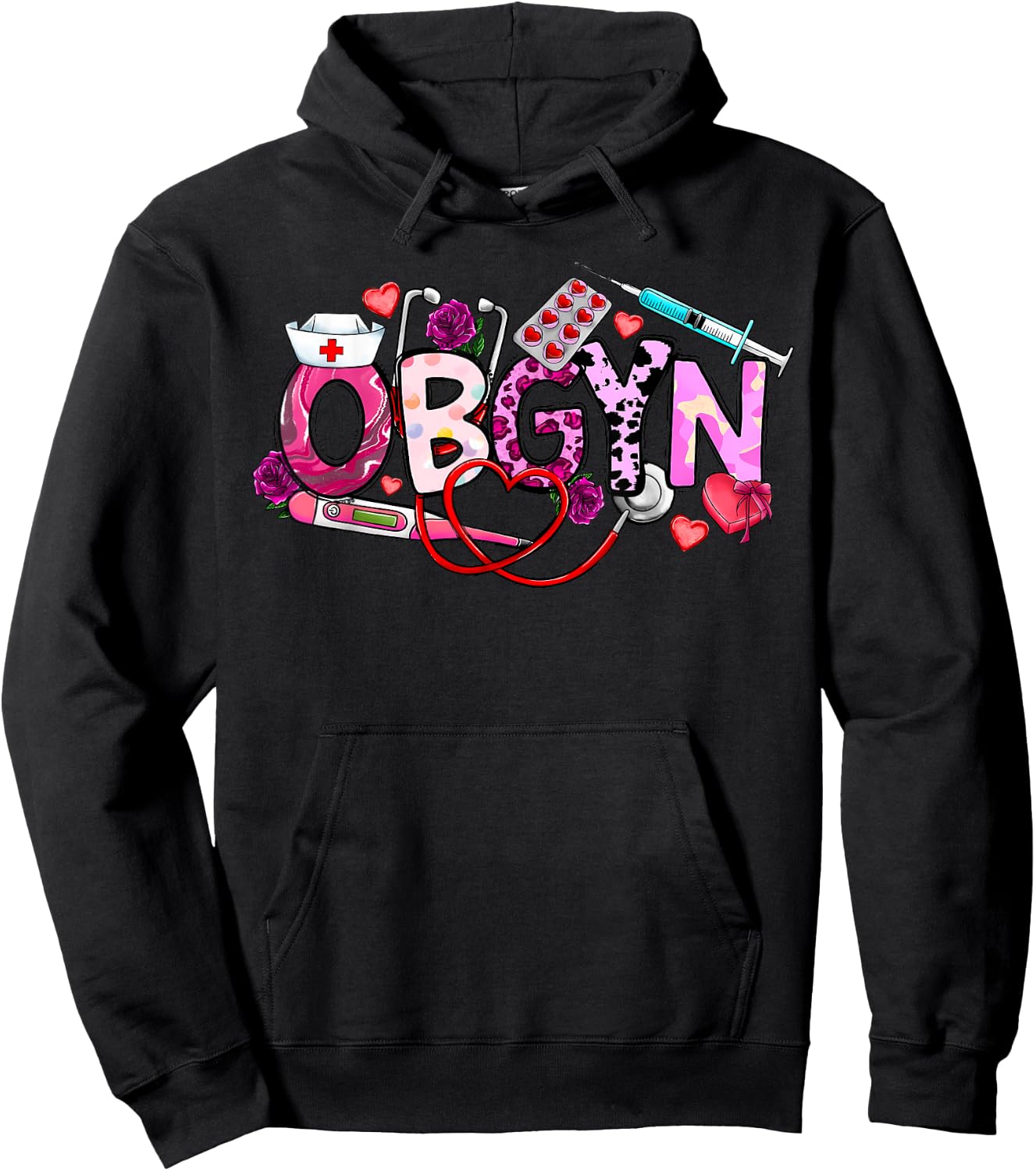 OBGYN Valentine's Day Gynecologist Obstetrician OBGYN Doctor Hoodie - Hoodie | Black