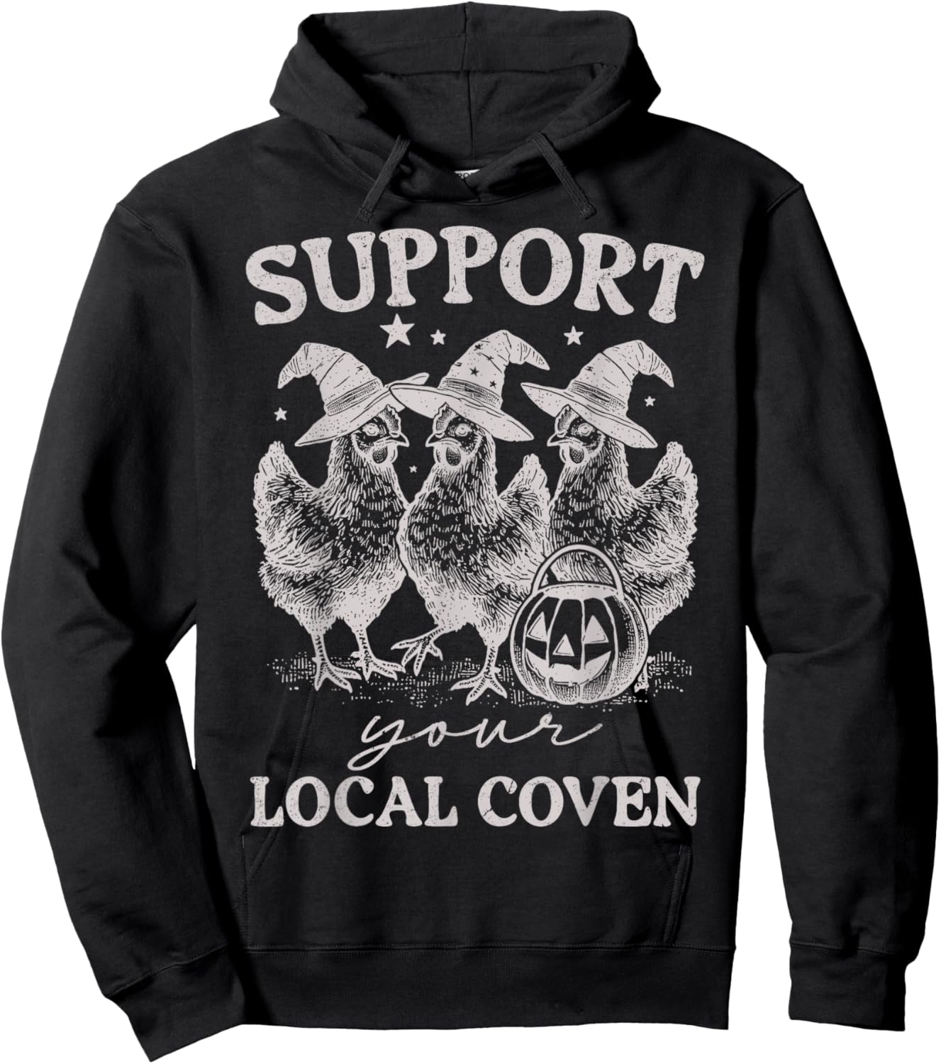 Support Your Local Coven Funny Witch Girl Chicken Farm Lover Hoodie - Hoodie | Black